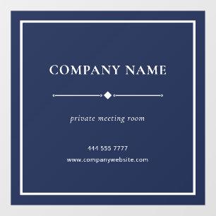 Autocollant Pour Fenêtre Nom de bureau simple blanc sur fond bleu marine