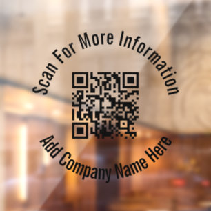 Autocollant Pour Fenêtre Nom de l'entreprise Scan QR Code Transparent Entre