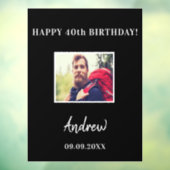 Autocollant Pour Fenêtre Nom de photo noir pour fête d'anniversaire homme (Feuille 3)