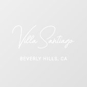 Autocollant Pour Fenêtre Nom de résidence Chic White Script (Feuille)