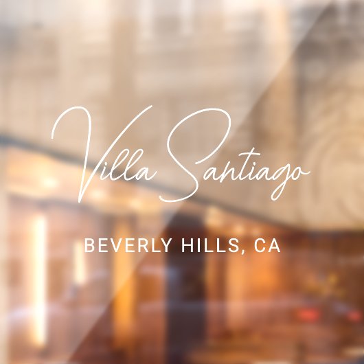 Autocollant Pour Fenêtre Nom de résidence Chic White Script (Feuille 2)