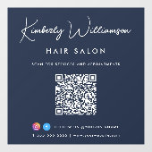 Autocollant Pour Fenêtre Nom d'entreprise Chic Signature Script Code QR Ble (Feuille)