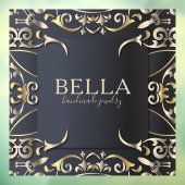 Autocollant Pour Fenêtre Nom d'entreprise Luxe Noir et Or Chic Baroque (Feuille 3)