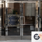 Autocollant Pour Fenêtre Nom d'entreprise Luxe Noir et Or Chic Baroque (Porte de bureau)