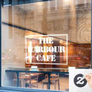Autocollant Pour Fenêtre Nom du café sur un clin de fenêtre