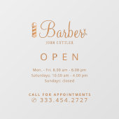 Autocollant Pour Fenêtre Nom du salon de coiffure heures d'ouverture décalc (Feuille)