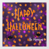 Autocollant Pour Fenêtre Nom, Happy Halloween Citrouilles 12x12 (Feuille)