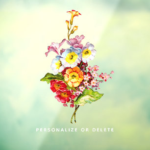 Autocollant Pour Fenêtre Nom personnalisable Primrose Vintage Floral Plutôt