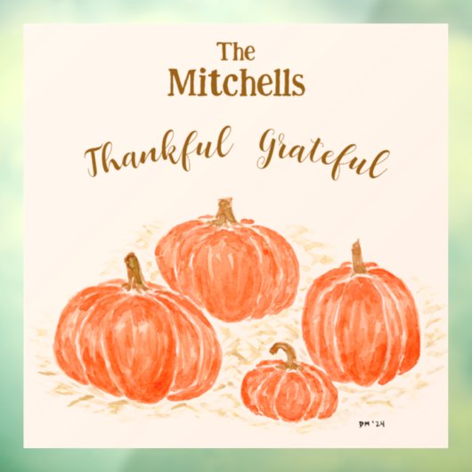 Autocollant Pour Fenêtre NOM PERSONNALISÉ DU Citrouille D'Aquarelle (Feuille 3)