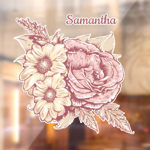 Autocollant Pour Fenêtre Nom personnalisé Flower Illustration