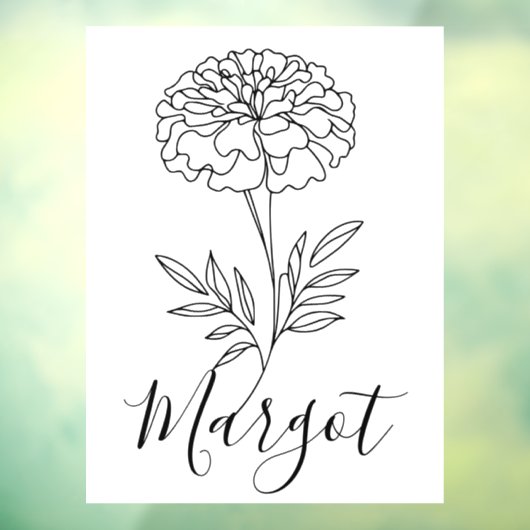 Autocollant Pour Fenêtre Nom personnalisé Octobre Marigold Flower de naissa (Feuille 3)