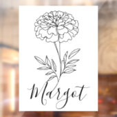 Autocollant Pour Fenêtre Nom personnalisé Octobre Marigold Flower de naissa (Feuille 2)