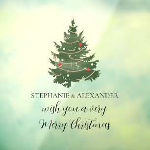 Autocollant Pour Fenêtre Noms des arbres de Noël Joyeux Noël