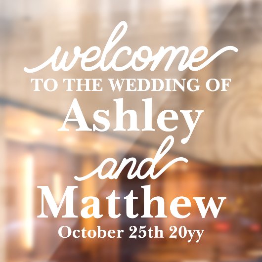 Autocollant Pour Fenêtre Noms personnalisés Bienvenue dans notre Mariage po (Feuille 2)