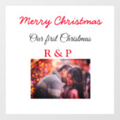 Autocollant Pour Fenêtre Notre premier Noël ajouter nom photo mariage engag (Feuille)