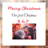 Autocollant Pour Fenêtre Notre premier Noël ajouter nom photo mariage engag (Feuille 2)