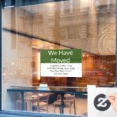 Autocollant Pour Fenêtre Nous avons déménagé Faire-part d'affaires vert et (Fenêtre de café)