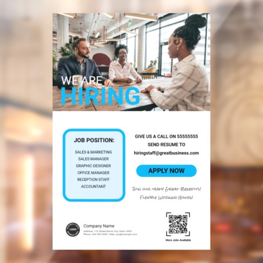 Autocollant Pour Fenêtre Nous embauchons Rejoignez notre équipe Logo BUSINE (Feuille 2)