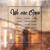 Autocollant Pour Fenêtre Nous sommes ouverts Heures d'ouverture Temps Écrit (Feuille 2)