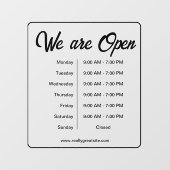 Autocollant Pour Fenêtre Nous sommes ouverts Heures d'ouverture Temps Écrit (Feuille)