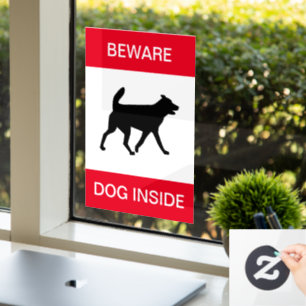 Autocollant Pour Fenêtre NOUVEAUTÉ ! Attention Chien à l'intérieur - Clin d