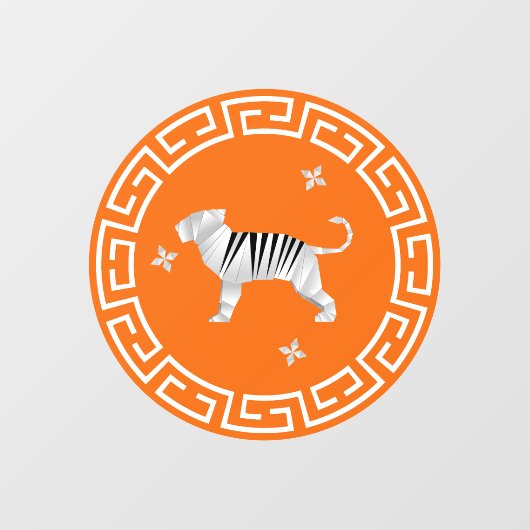 Autocollant Pour Fenêtre Nouvel An Chinois Origami Tiger & Etoiles (Feuille)