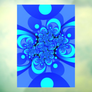 Autocollant Pour Fenêtre Nuances de bleu Art fractal abstrait moderne