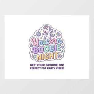 Autocollant Pour Fenêtre Nuit de Boogie de Licorne Gras Typographie Graphiq