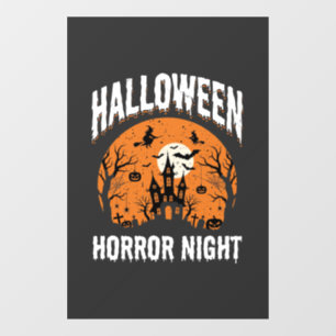 Autocollant Pour Fenêtre Nuit d'Horreur Halloween Château Hanté Vintage