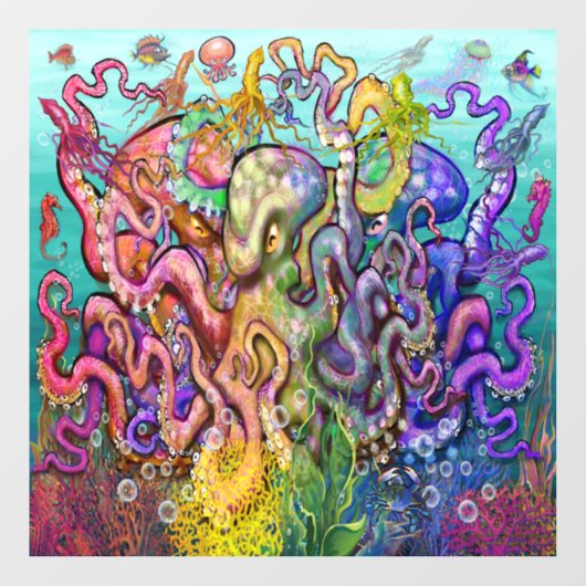 Autocollant Pour Fenêtre Octopi (Feuille)