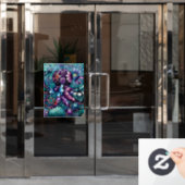 Autocollant Pour Fenêtre Octopus lunaire Floral Turquoise Purple Bleu Côte (Porte de bureau)