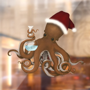 Autocollant Pour Fenêtre Octopus scientifique Steampunk avec le Noël du P