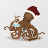 Autocollant Pour Fenêtre Octopus scientifique Steampunk avec le Noël du Pèr (Feuille)