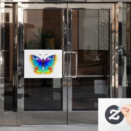 Autocollant Pour Fenêtre Oeil de paon arc-en-ciel (Porte de bureau)