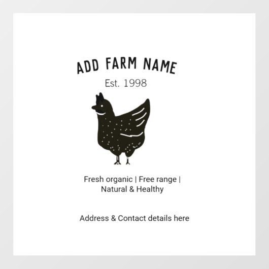 Autocollant Pour Fenêtre OEufs de poulet fermier ajouter nom année adresse  (Feuille)