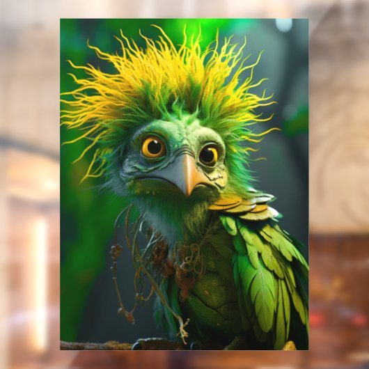 Autocollant Pour Fenêtre Oiseau vert (Feuille 2)