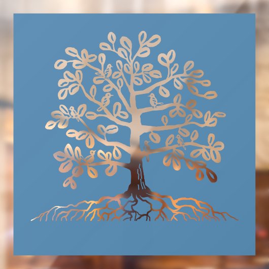 Autocollant Pour Fenêtre Oiseaux dans une découpe d'arbre (Feuille 2)