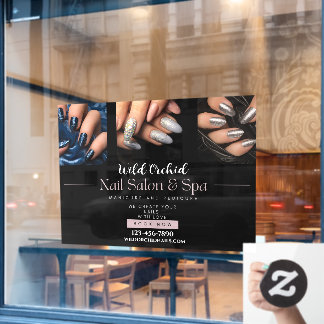 Autocollant Pour Fenêtre Ongles Pailletés Personnalisés Salon de Manucure B