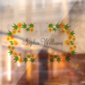 Autocollant Pour Fenêtre Orange fleurs japonaises blanches (Feuille 2)