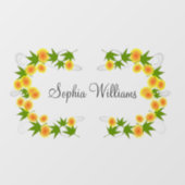 Autocollant Pour Fenêtre Orange fleurs japonaises blanches (Feuille)