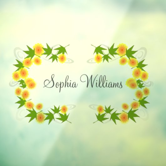 Autocollant Pour Fenêtre Orange fleurs japonaises blanches (Feuille 3)