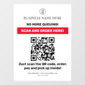 Autocollant Pour Fenêtre Ordre d'analyse du menu QR Code (Feuille)
