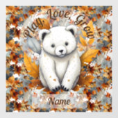 Autocollant Pour Fenêtre Ours de bébé d'automne (Feuille)