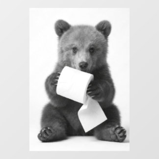 Autocollant Pour Fenêtre Ours de la faune minimaliste amusant tenant du pap