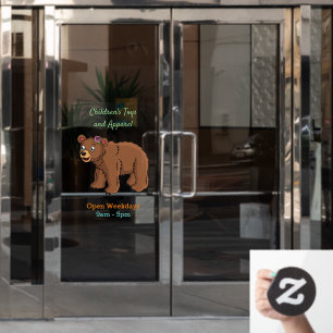 Autocollant Pour Fenêtre Ours mignon avec dessin animé sur les fleurs