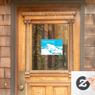 Autocollant Pour Fenêtre Ours Polaire Sur Glace - Clin De Fenêtre Bonnes Fê