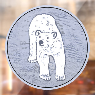Autocollant Pour Fenêtre Ours polaire sur la peinture sur glace - Art origi