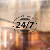 Autocollant Pour Fenêtre Ouvert 24h/24 7j heures d'ouverture Black Business (Feuille 2)