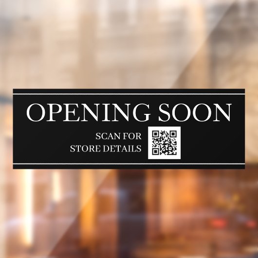 Autocollant Pour Fenêtre OUVERTURE BIENTÔT SIGNALER QR Code, message, noir  (Feuille 2)