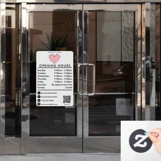 Autocollant Pour Fenêtre Ouverture des heures d'ouverture Bobby Pins Coiffe (Porte de bureau)